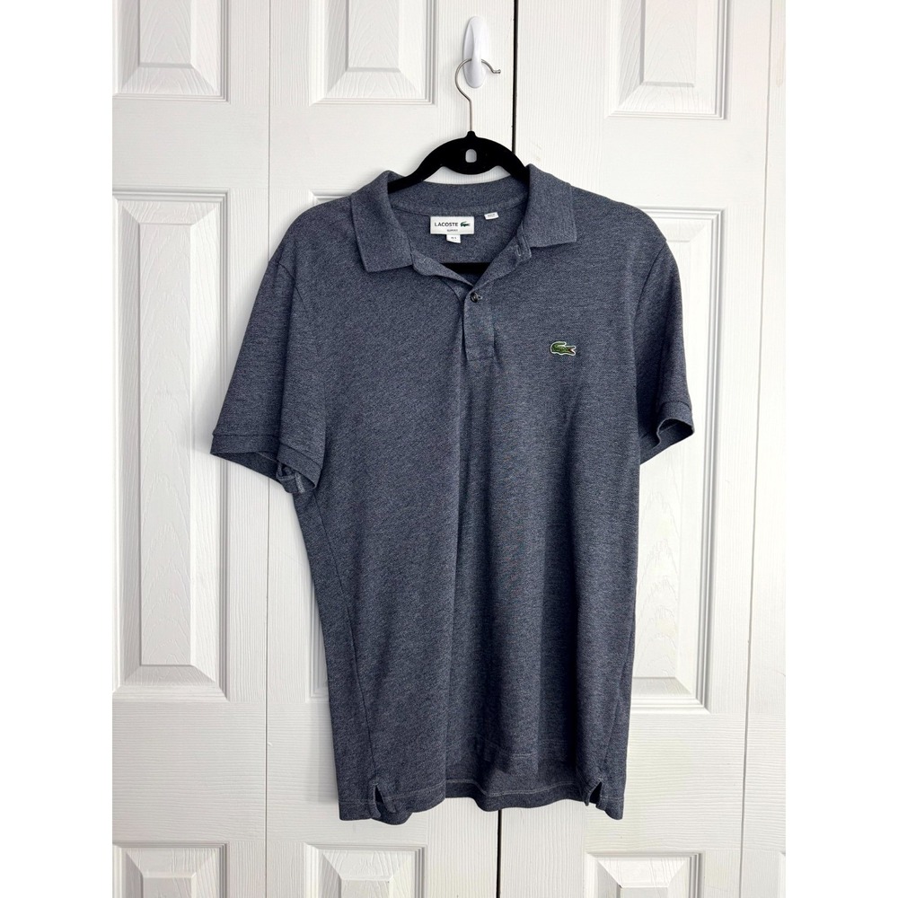 Lacoste Polo Shirt Men's Large Heather Gray Short Sleeve Stretch‎ 100% Cotton